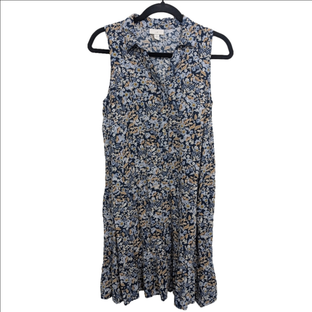 J. Jill Sleeveless Button-Up Ruffle Hem Dress